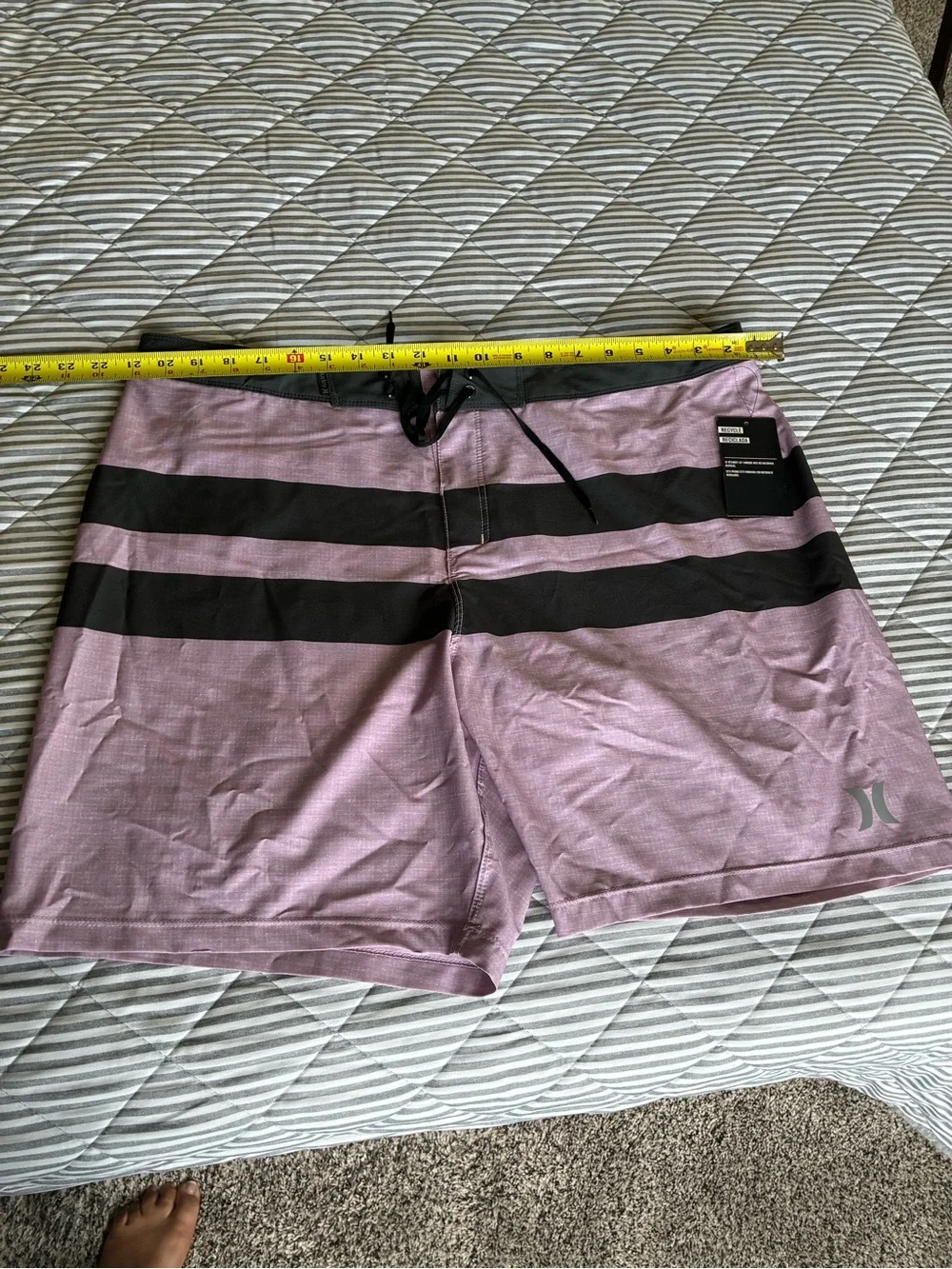 Hurley Men’s Lavender Boardshorts with Black Stripes